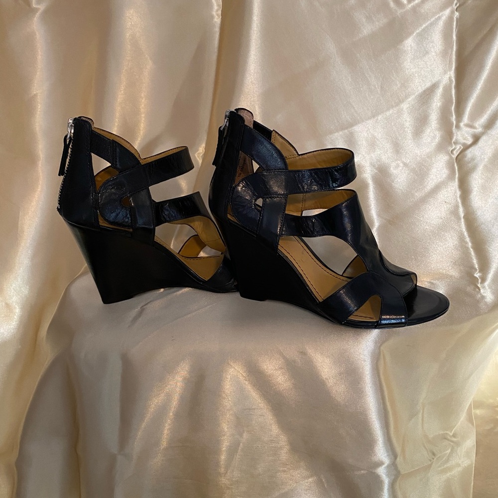 Nine West Black Strappy Wedges